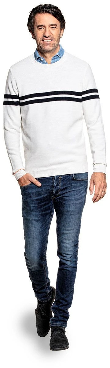 Bee Two Stripes All Over Wool White 2 Bee Two Stripes All Over Wool White - Afbeelding 2