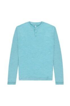 Shirt Henley Long Sleeve Blue Capri -Kleding Winkel henley ls blue capri