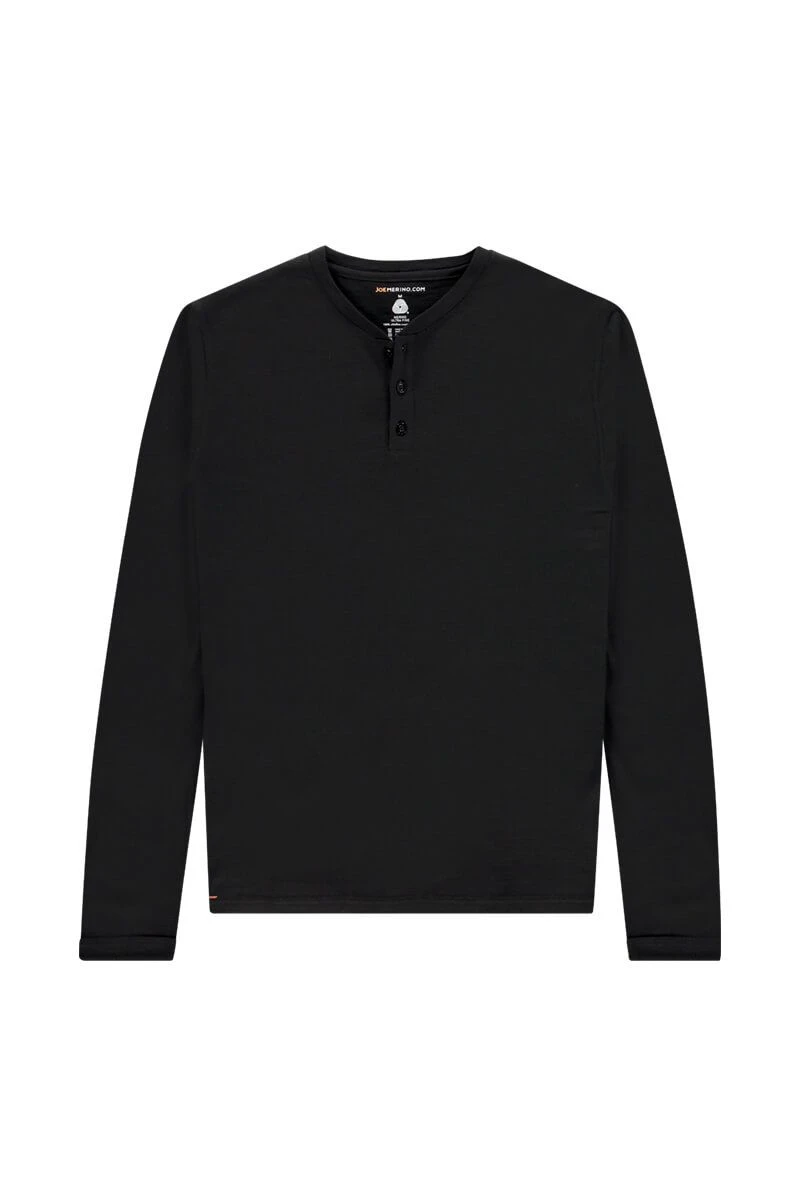 Shirt Henley Long Sleeve Deep Black 3 Shirt Henley Long Sleeve Deep Black - Afbeelding 3
