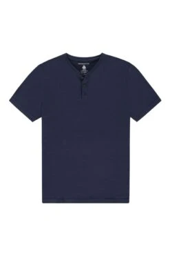 Shirt Henley Short Sleeve Navy Blue -Kleding Winkel henley ss navyblue
