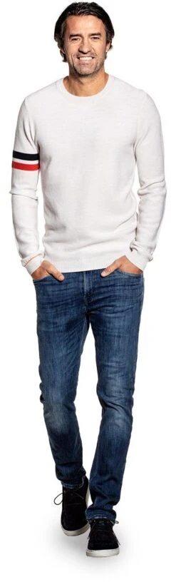 Joe Bee Striped Sleeve Tricolore -Kleding Winkel joe bee stripesleeve orange navy staand