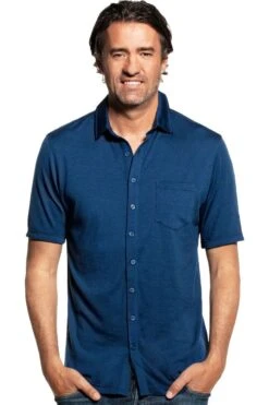Joe Shirt Button Up Short Sleeve Bright Blue