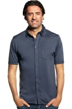 Joe Shirt Button Up Short Sleeve Dark Steel