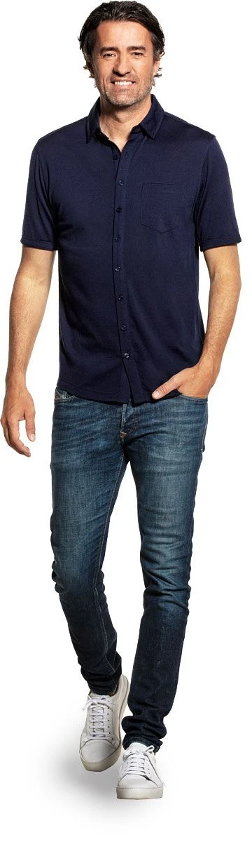Joe Shirt Button Up Short Sleeve Navy Blue 2 Joe Shirt Button Up Short Sleeve Navy Blue - Afbeelding 2