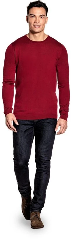 Joe Classic Crew Extra Long Burgundy Red -Kleding Winkel joe extralong classiccrew burgundyred staand