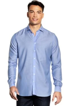 Joe Woven Shirt Extra Long Chambray Light Blue