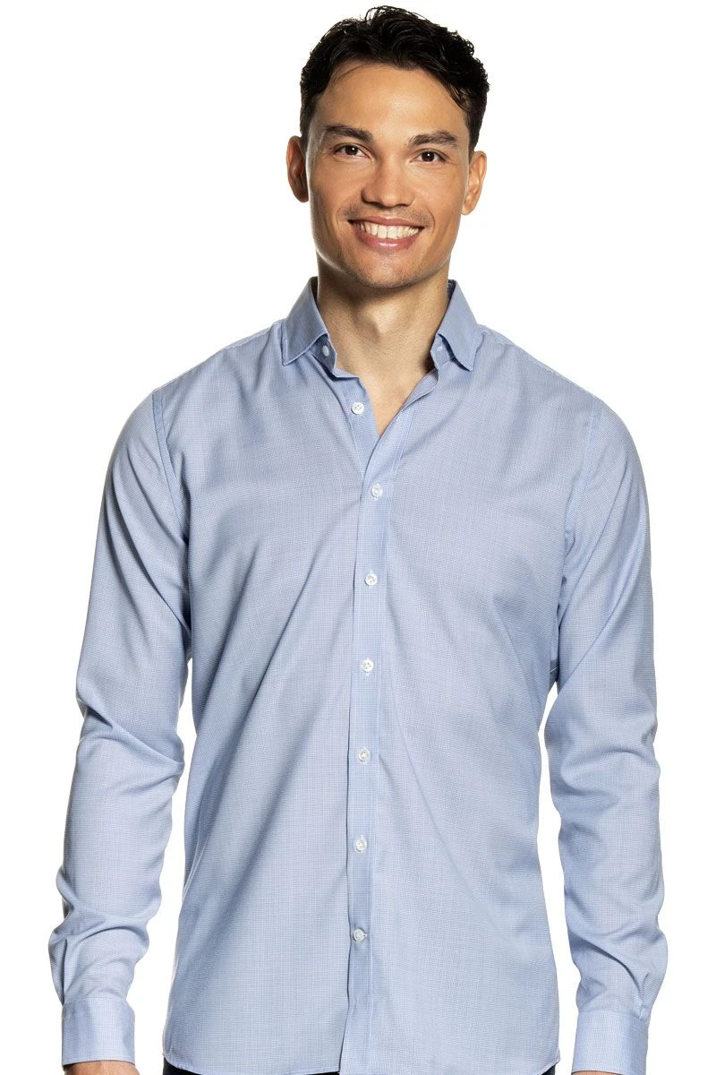 Joe Woven Shirt Extra Long Houndstooth Light Blue 1 Joe Woven Shirt Extra Long Houndstooth Light Blue