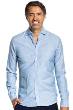 Linen Wool Woven Shirt Sky Blue