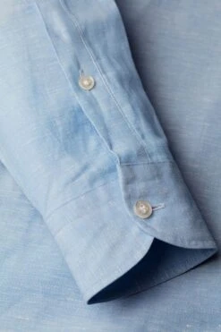 Linen Wool Woven Shirt Sky Blue 17 Linen Wool Woven Shirt Sky Blue -Kleding Winkel joe linenwoolwoven shirt armdetial skyblue
