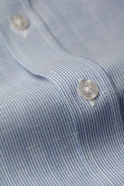 Linen Wool Woven Shirt Stripe Light Blue 16 Linen Wool Woven Shirt Stripe Light Blue -Kleding Winkel joe linenwoolwovenshirt stripelightblue knoop web
