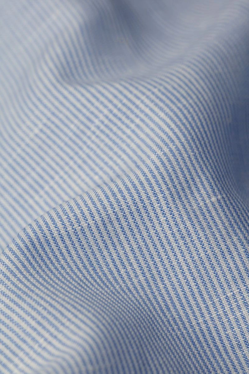 Linen Wool Woven Shirt Stripe Light Blue 9 Linen Wool Woven Shirt Stripe Light Blue - Afbeelding 9