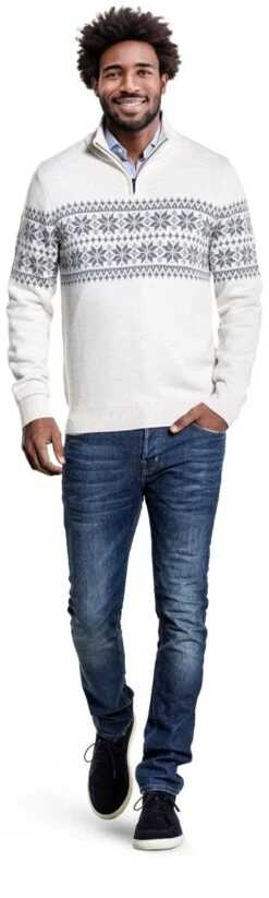 Kleding Winkel -Kleding Winkel joe lucas snow zip woolwhite harvardgrey staand