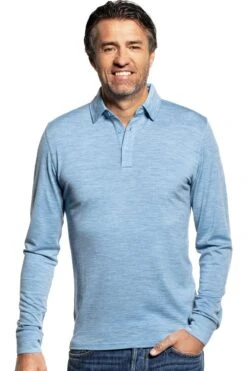 Shirt Polo Long Sleeve Glacier Blue