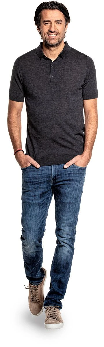 Riva Buttons Short Sleeve Antracite Grey 2 Riva Buttons Short Sleeve Antracite Grey - Afbeelding 2