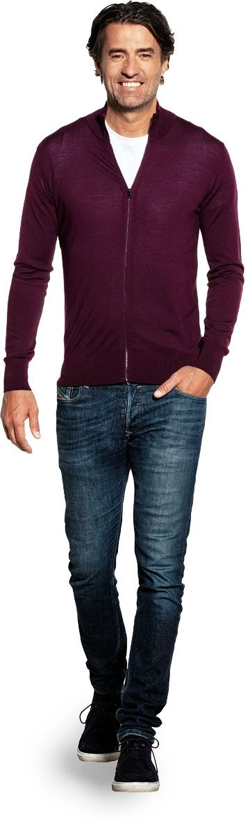 Joe Riva Cardigan Zip Red Cabbage 2 Joe Riva Cardigan Zip Red Cabbage - Afbeelding 2
