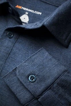 Shirt Polo Long Sleeve Coastal Blue -Kleding Winkel joe shirt buttonup coastalblue detail02 2