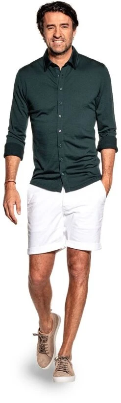 Joe Shirt Button Up Dark Green -Kleding Winkel joe shirt buttonup darkgreen staand white