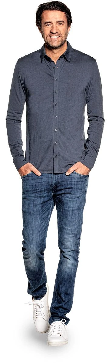 Joe Shirt Button Up Dark Steel 2 Joe Shirt Button Up Dark Steel - Afbeelding 2