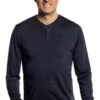 Shirt Henley Long Sleeve Blue Grey