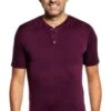 Shirt Henley Short Sleeve Red Cabbage