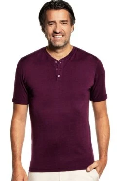 Shirt Henley Short Sleeve Red Cabbage