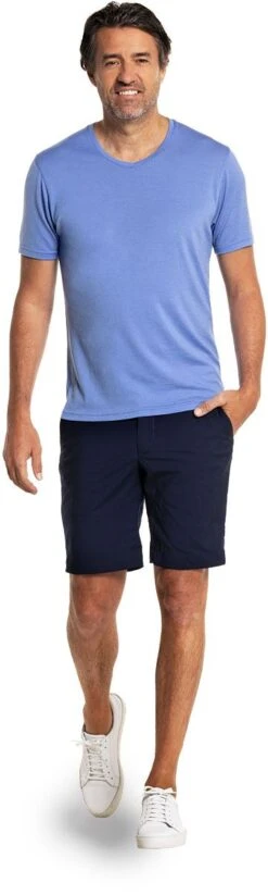 Shirt V-Neck Valencia Blue -Kleding Winkel joe shirtv neck valenciablue shorts staand