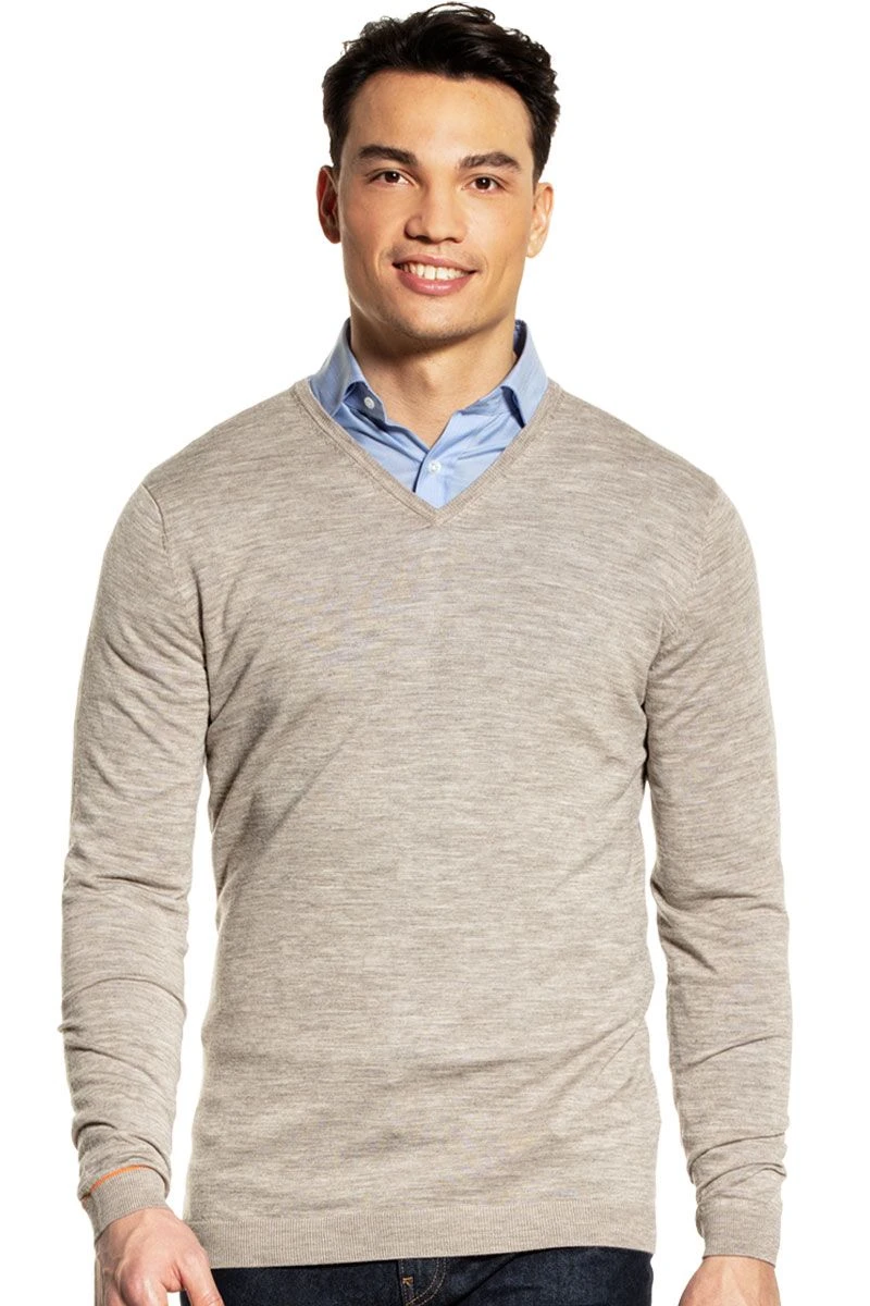 Joe V-neck Extra Long Undyed Latte 1 Joe V-neck Extra Long Undyed Latte