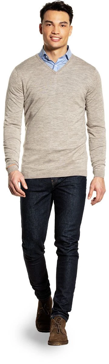 Joe V-neck Extra Long Undyed Latte 2 Joe V-neck Extra Long Undyed Latte - Afbeelding 2