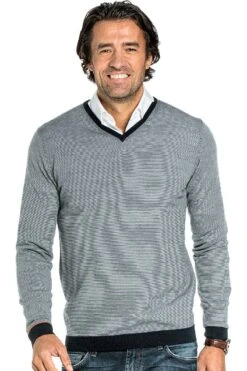 Joe V-Neck Stripes Blue