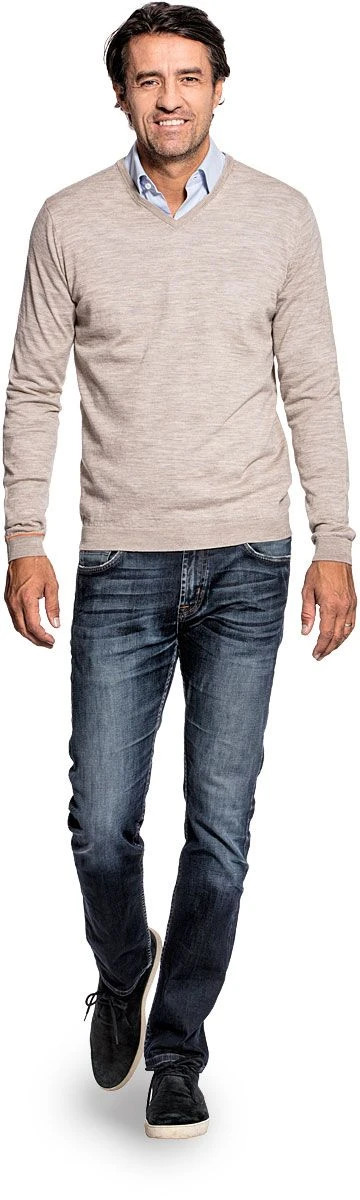 Joe V-Neck Desert Beige 2 Joe V-Neck Desert Beige - Afbeelding 2