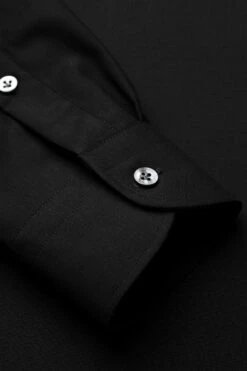 Joe Woven Shirt Extra Long Deep Black -Kleding Winkel joe wovenshirt deepblack detail03 1 1