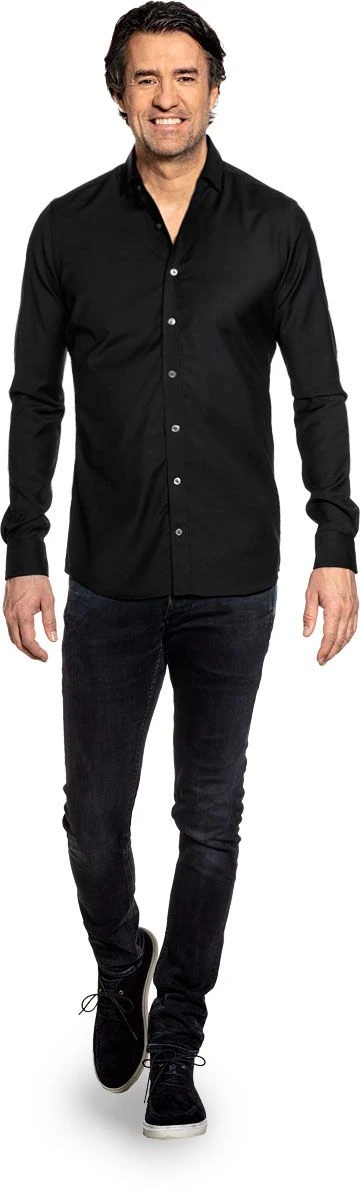 Joe Woven Shirt Deep Black 2 Joe Woven Shirt Deep Black - Afbeelding 2