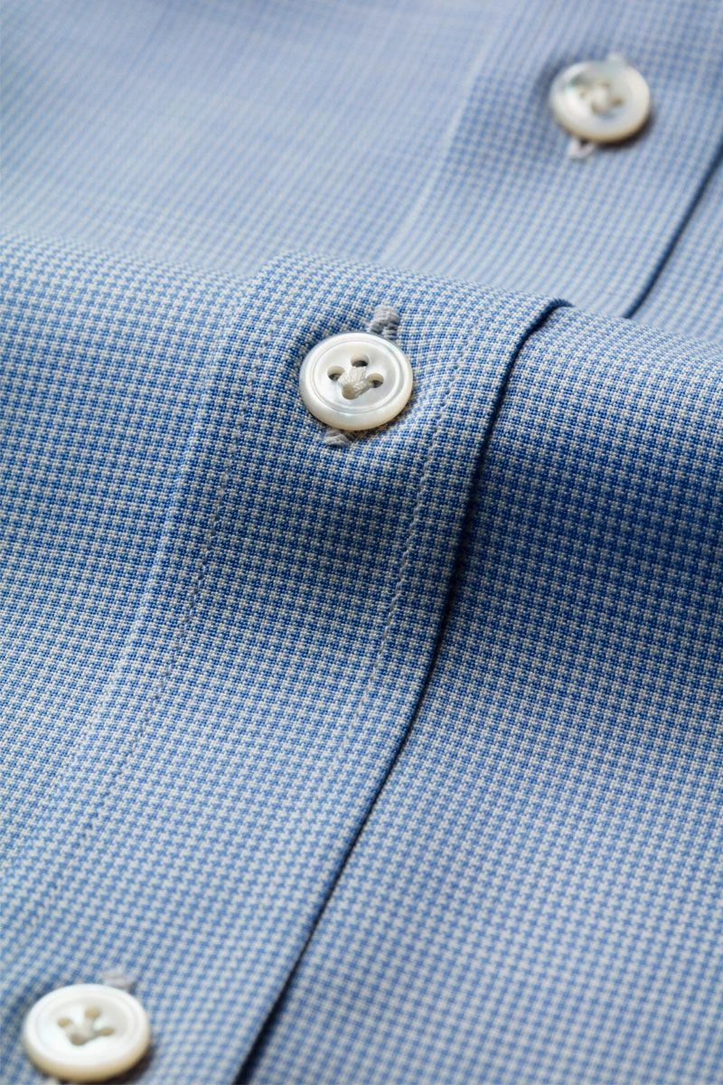 Joe Woven Shirt Extra Long Houndstooth Light Blue 5 Joe Woven Shirt Extra Long Houndstooth Light Blue - Afbeelding 5