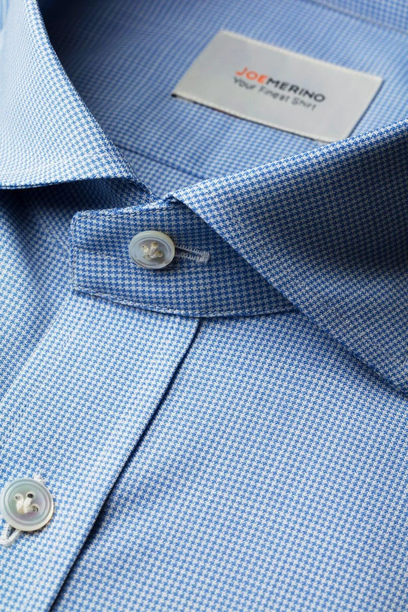 Joe Woven Shirt Extra Long Houndstooth Light Blue 4 Joe Woven Shirt Extra Long Houndstooth Light Blue - Afbeelding 4