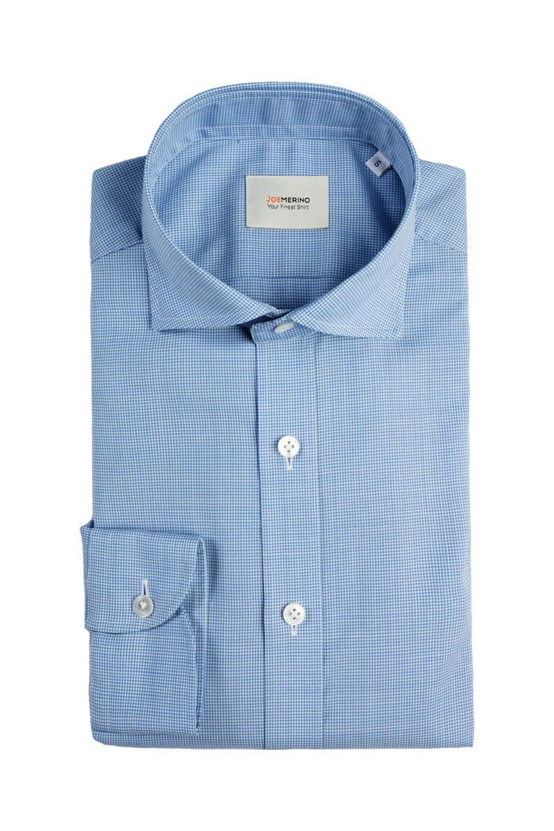 Joe Woven Shirt Extra Long Houndstooth Light Blue 3 Joe Woven Shirt Extra Long Houndstooth Light Blue - Afbeelding 3