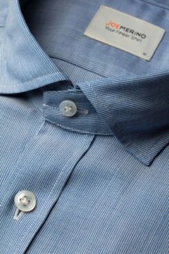 Joe Woven Shirt Mixed Stripes Blue -Kleding Winkel joe wovenshirt mixed stripe blue detail kraag 1