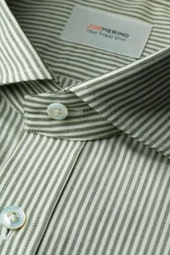 Joe Woven Shirt Stripe Kaki -Kleding Winkel joe wovenshirt stripe kaki kraag