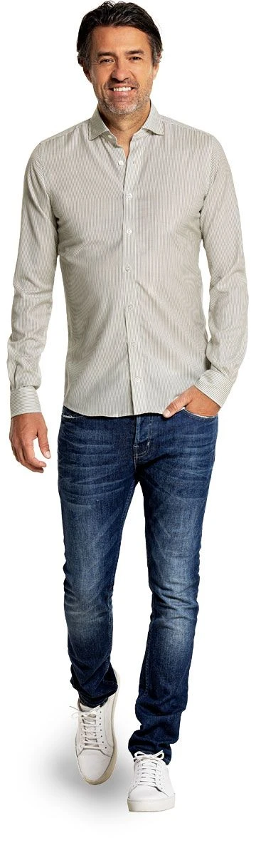 Joe Woven Shirt Stripe Grey 2 Joe Woven Shirt Stripe Grey - Afbeelding 2