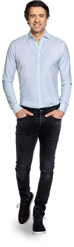 Joe Woven Shirt Stripe Light Blue -Kleding Winkel joe wovenshirt stripelightblue john staand2