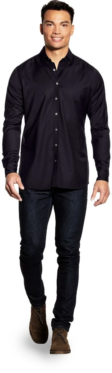 Joe Woven Shirt Extra Long Very Dark Navy 2 Joe Woven Shirt Extra Long Very Dark Navy - Afbeelding 2