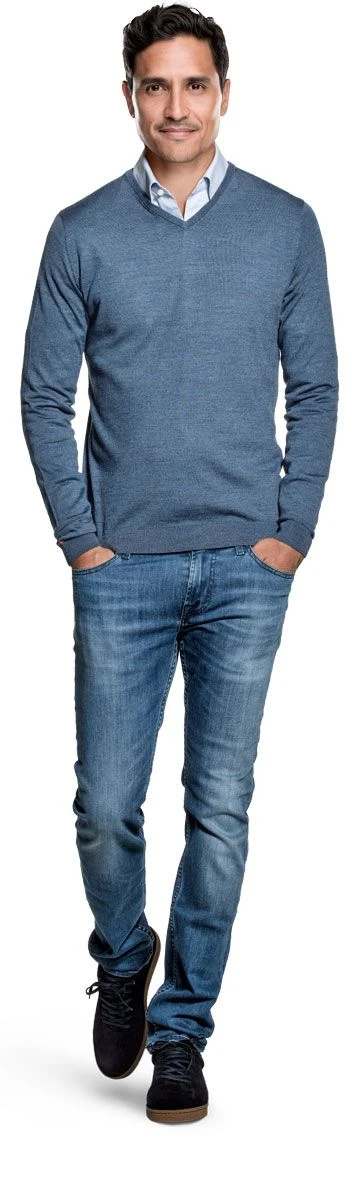 Joe V-Neck Jeans Blue 2 Joe V-Neck Jeans Blue - Afbeelding 2