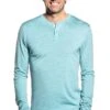Shirt Henley Long Sleeve Blue Capri