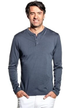 Shirt Henley Long Sleeve Dark Steel
