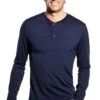 Shirt Henley Long Sleeve Navy Blue