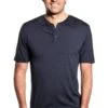 Shirt Henley Short Sleeve Blue Grey