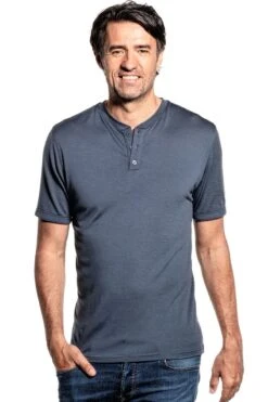 Shirt Henley Short Sleeve Dark Steel