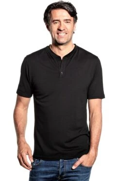 Shirt Henley Short Sleeve Deep Black