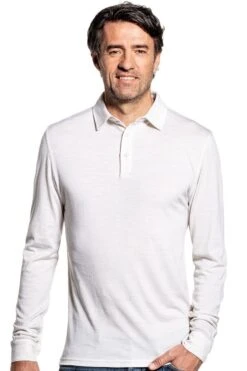 Shirt Polo Long Sleeve Sand White