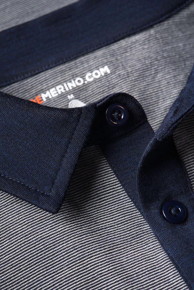 Shirt Polo Short Sleeve Mini Stripe True Navy - Afbeelding 4