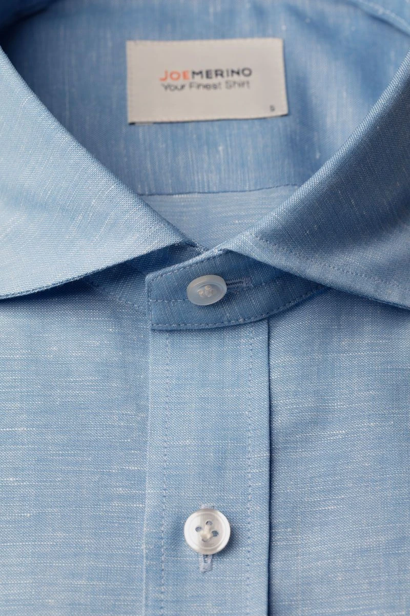 Linen Wool Woven Shirt Sky Blue 6 Linen Wool Woven Shirt Sky Blue - Afbeelding 6